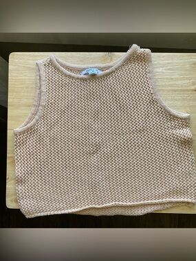O'Neill beige crochet open knit crop tank top